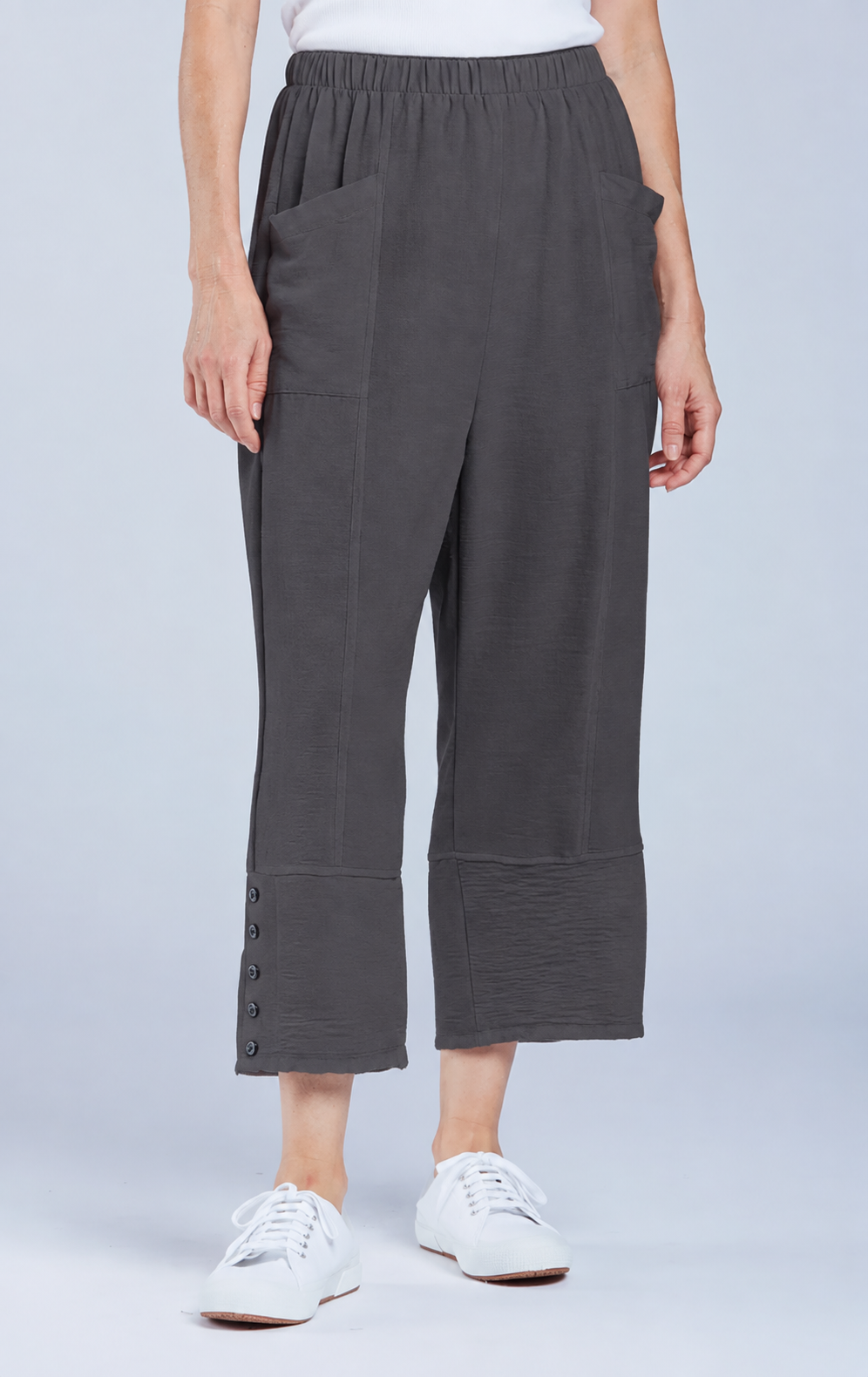 Sydney Project Bri Wide Leg Capri Pant w/ Pockets - AFP125 - CHARCOAL
