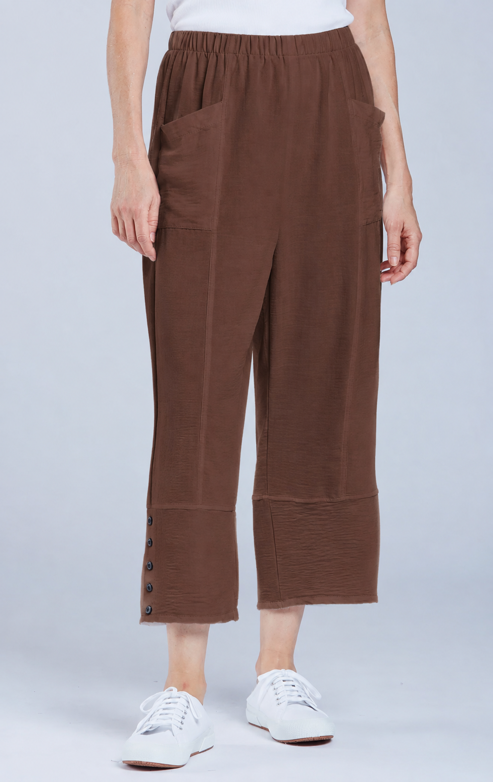Sydney Project Bri Wide Leg Capri Pant w/ Pockets - AFP125 - CHOCOLATE