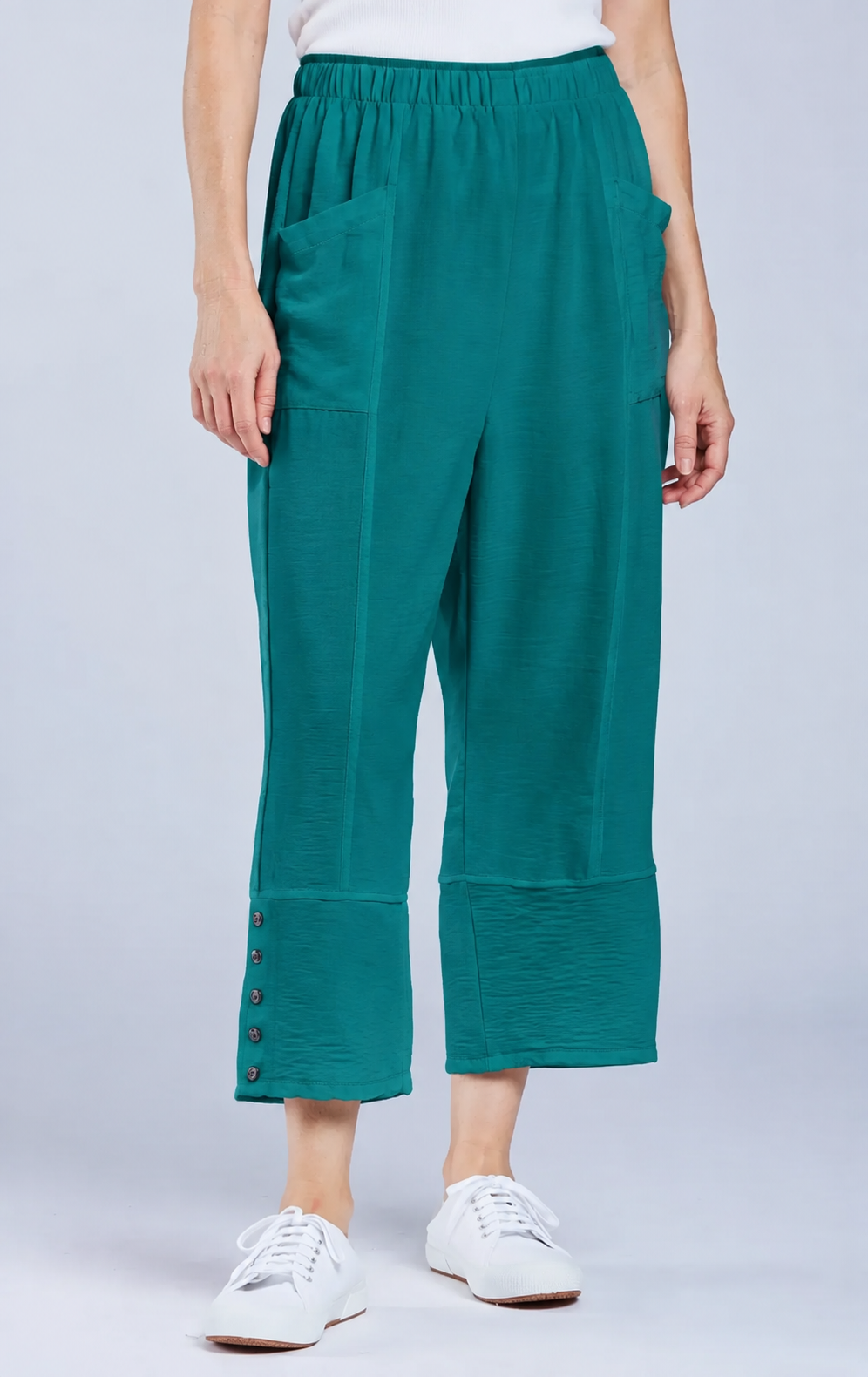Sydney Project Bri Wide Leg Capri Pant w/ Pockets - AFP125 - JADE
