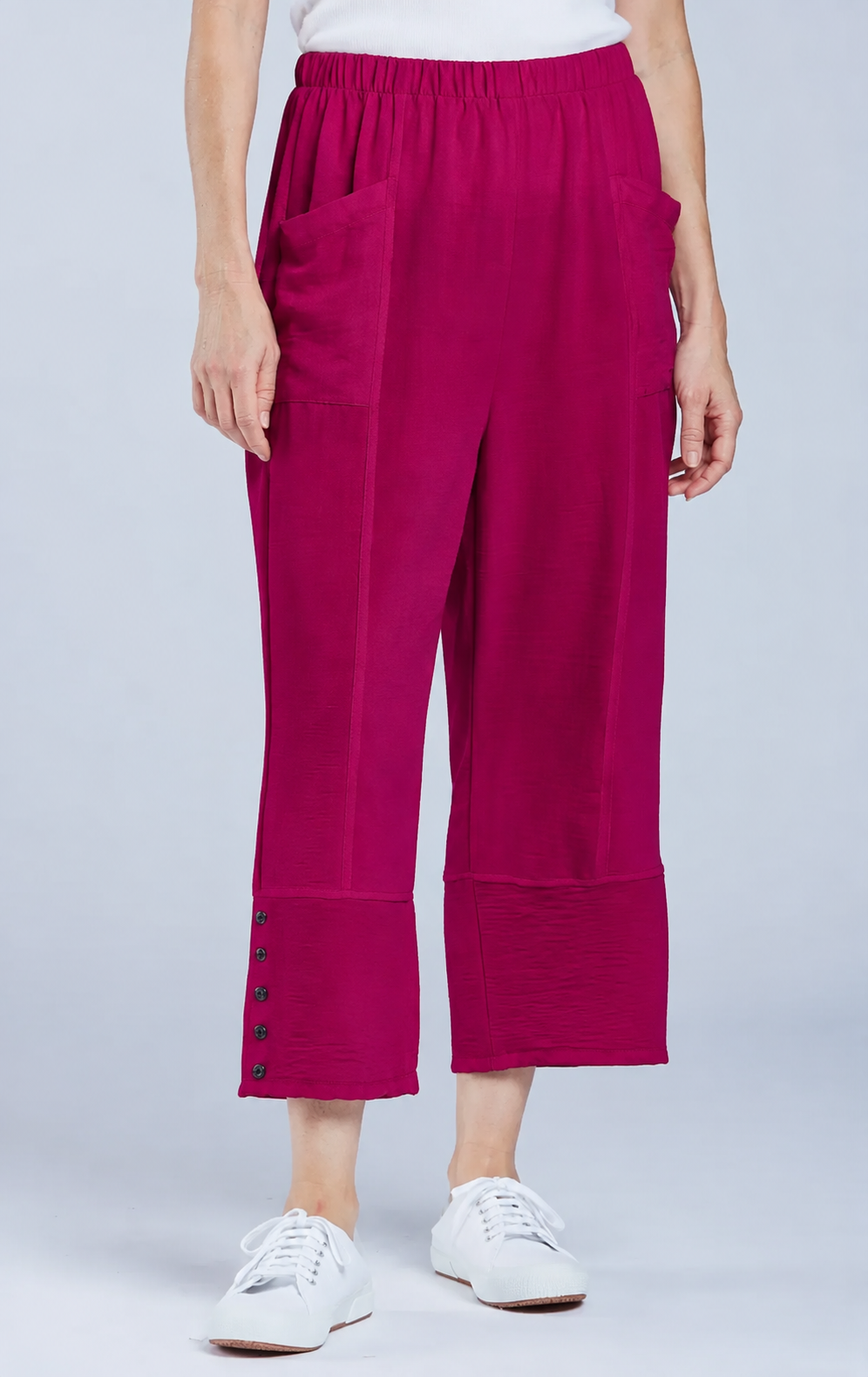 Sydney Project Bri Wide Leg Capri Pant w/ Pockets - AFP125 - MAGENTA