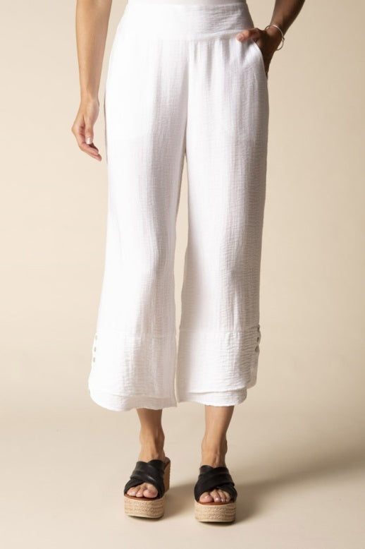 Habitat Soft Rayon Jacquard Wide Leg Crop - 30767 - WHITE