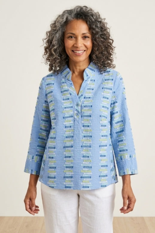 Habitat Embroidered Stripe Placket Pullover - 49243 - CASCADE