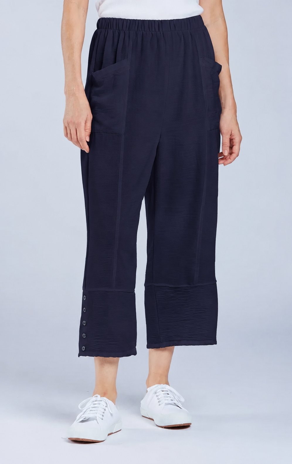 Sydney Project Bri Wide Leg Capri Pant w/ Pockets - AFP125 - NAVY