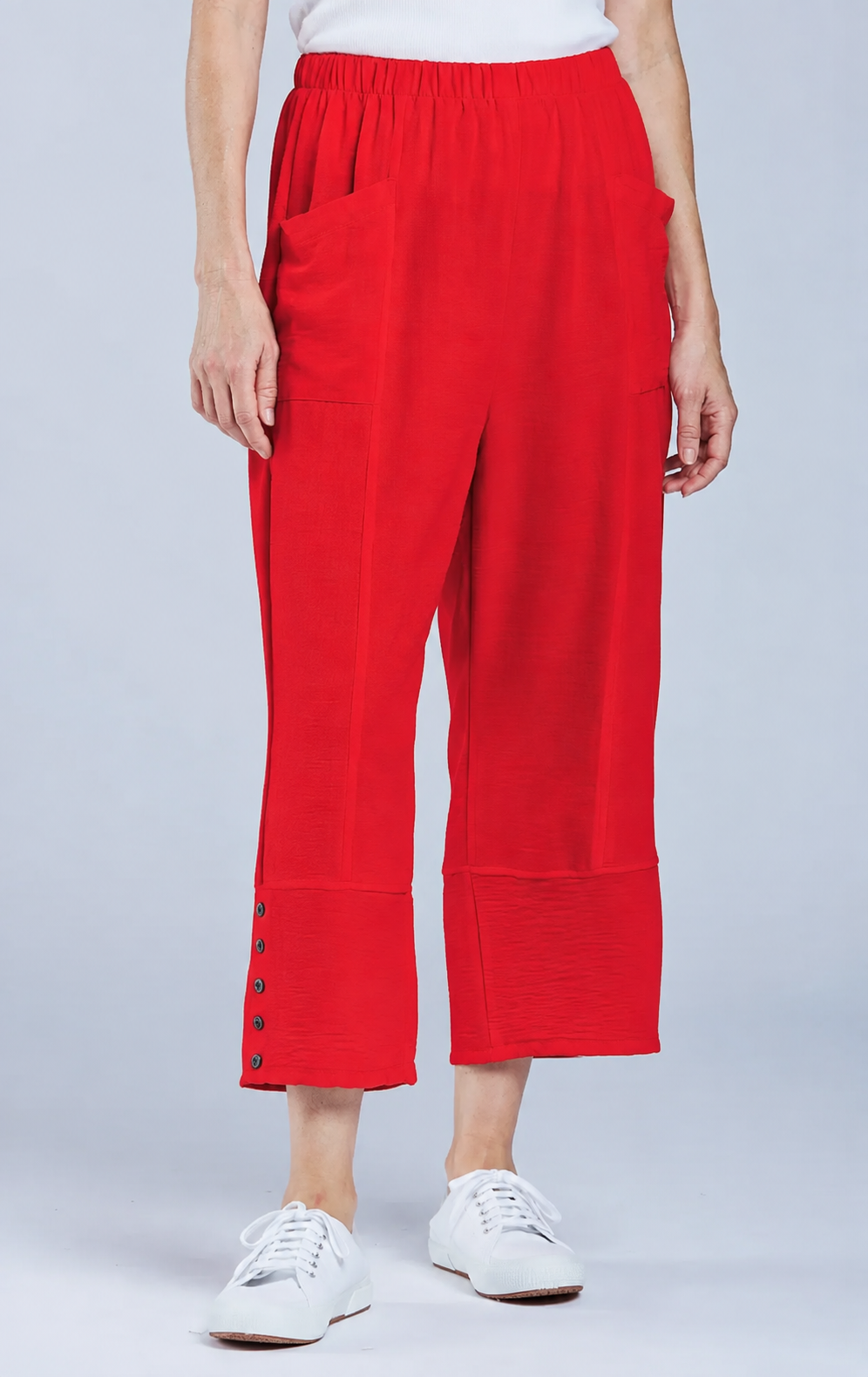 Sydney Project Bri Wide Leg Capri Pant w/ Pockets - AFP125 - RED