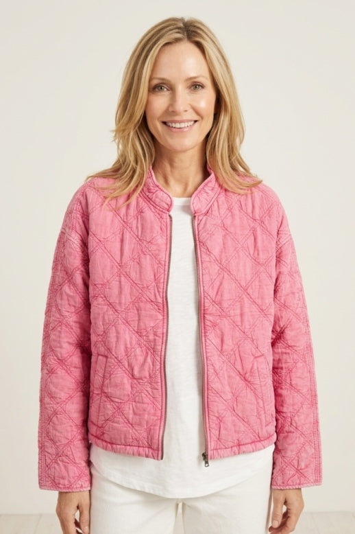 Habitat Washed Quilt Cotton Clipper Jacket - 60730 - FLAMINGO