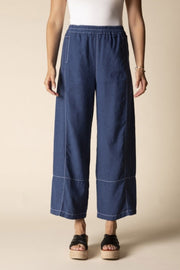 Habitat Linen Solid Seamed Crop Pant - 41577 - NAVY