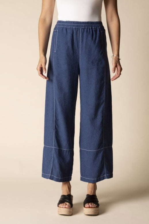 Habitat Linen Solid Seamed Crop Pant - 41577 - NAVY