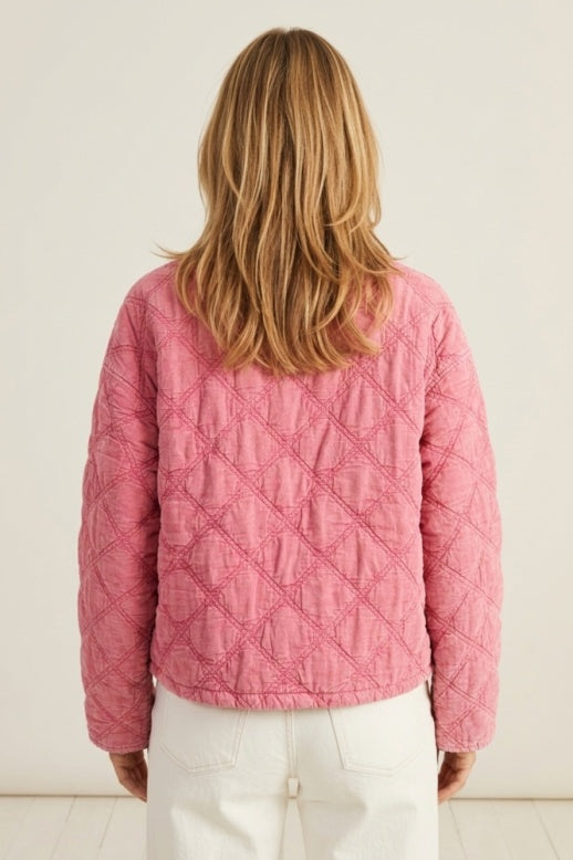 Habitat Washed Quilt Cotton Clipper Jacket - 60730 - FLAMINGO
