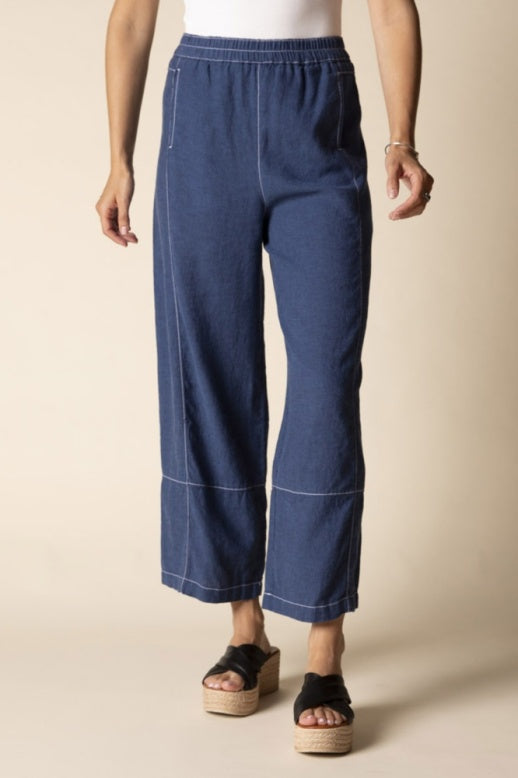 Habitat Linen Solid Seamed Crop Pant - 41577 - NAVY