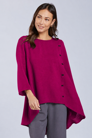 Sydney Project Sienna Solid Asymmetrical Button Air Flow Hi-Low Top - AFT1082 - MAGENTA