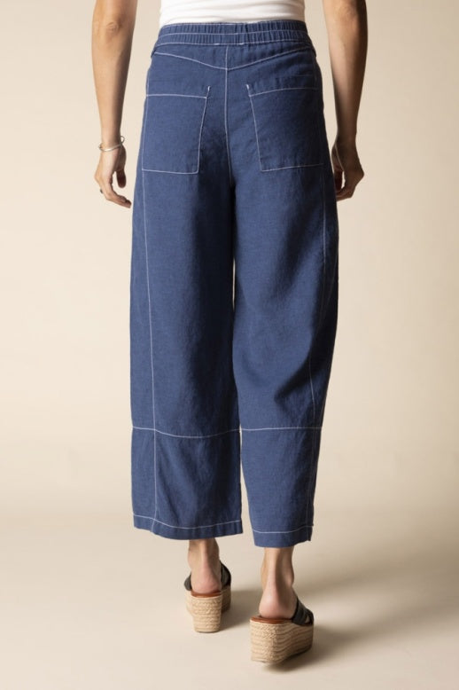 Habitat Linen Solid Seamed Crop Pant - 41577 - NAVY