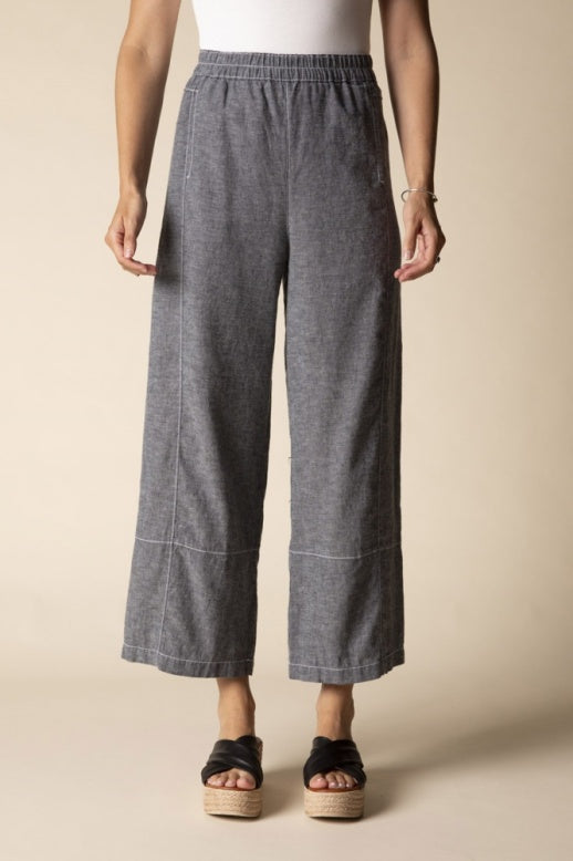 Habitat Linen Solid Seamed Crop Pant - 41577 - BLACK