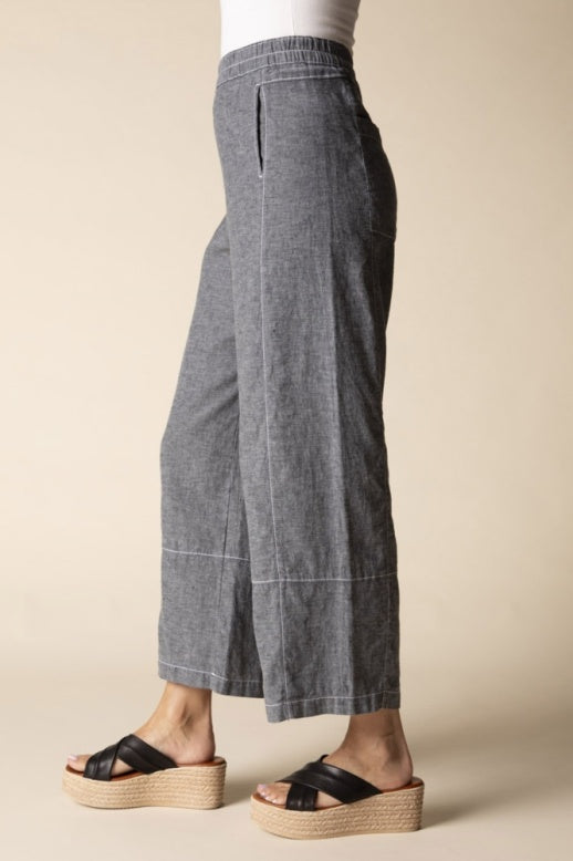 Habitat Linen Solid Seamed Crop Pant - 41577 - BLACK