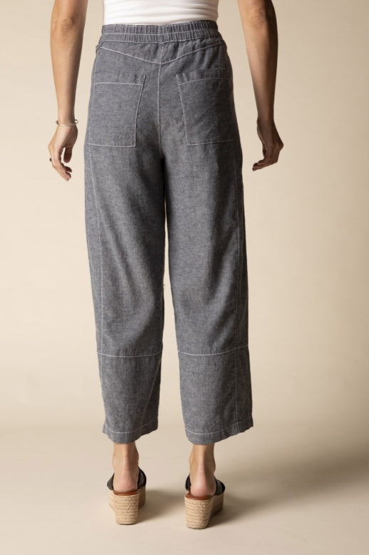 Habitat Linen Solid Seamed Crop Pant - 41577 - BLACK