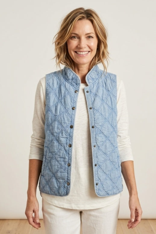 Habitat Washed Quilt Cotton Windjammer Vest - 60729 - AGAVE (NOT REEF)