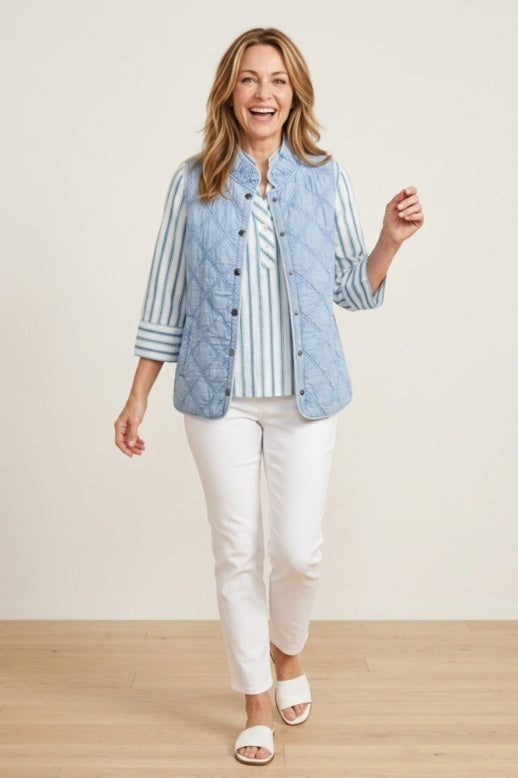 Habitat Washed Quilt Cotton Windjammer Vest - 60729 - AGAVE (NOT REEF)