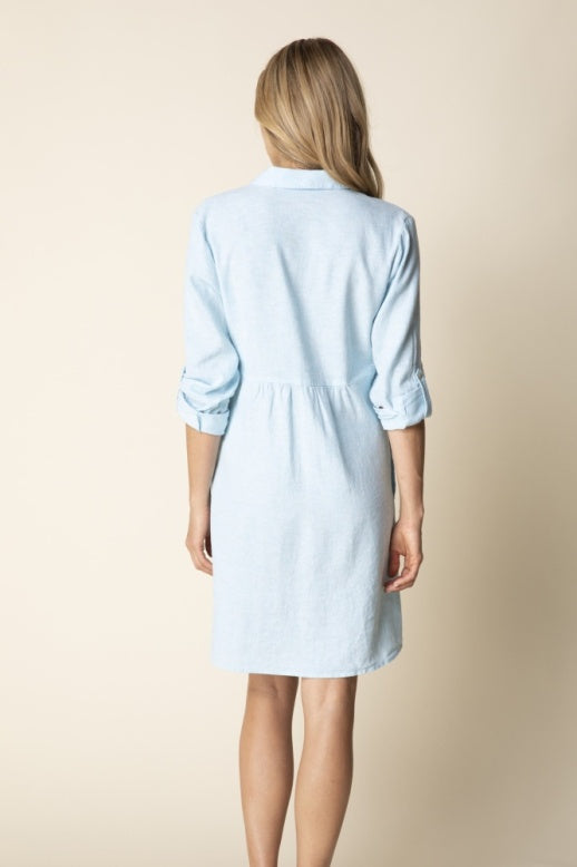 Habitat Linen Solid Shirt Dress - 41511 - TOPAZ