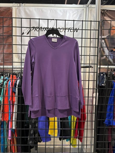 Prairie Cotton by CMC Relax Flounce Hi-Lo Long Sleeve V-Neck Tunic - ST641