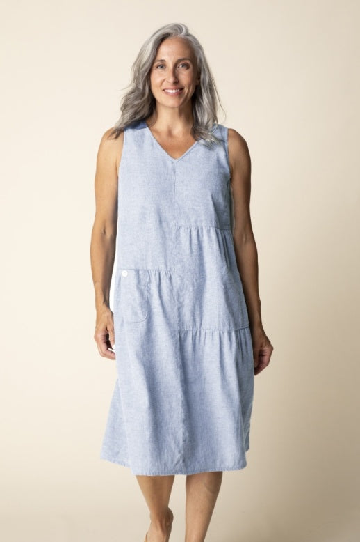 Habitat Linen Solid Maya Dress - 41582 - CORNFLOWER