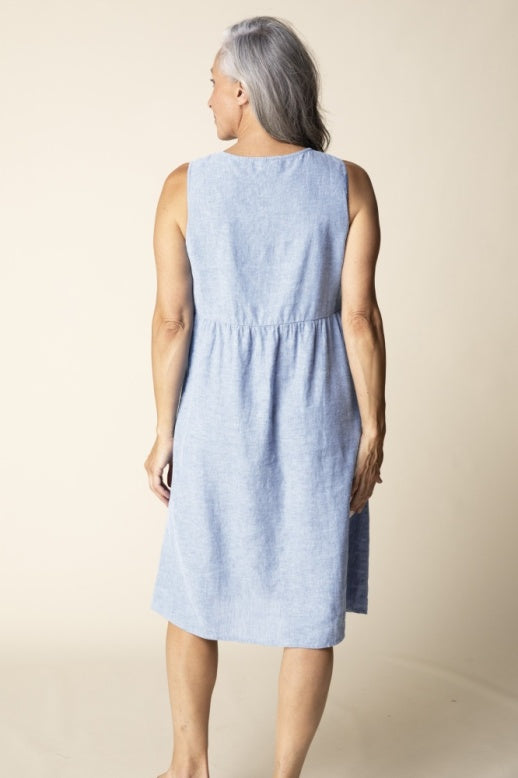 Habitat Linen Solid Maya Dress - 41582 - CORNFLOWER