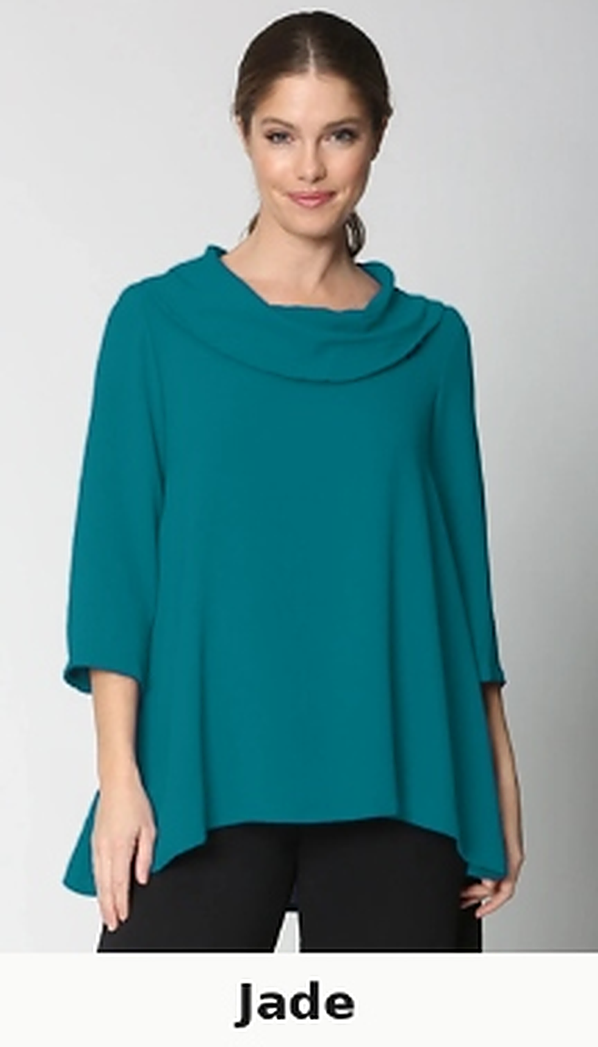 Sydney Project Cory 3/4 Sleeve Relaxed Cowl Neck Top - AFT8092 - JADE
