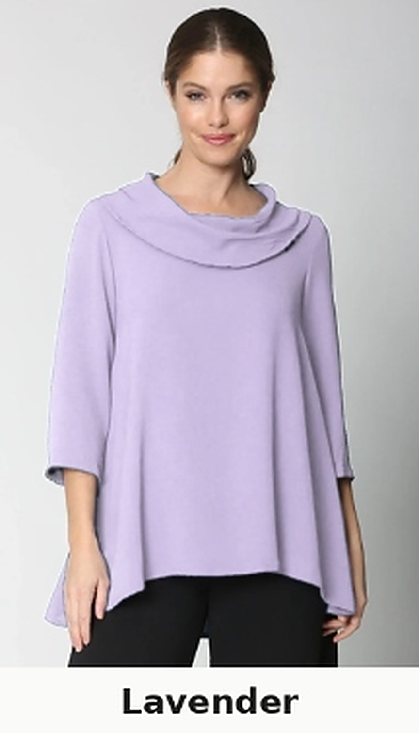 Sydney Project Cory 3/4 Sleeve Relaxed Cowl Neck Top - AFT8092 - LAVENDER