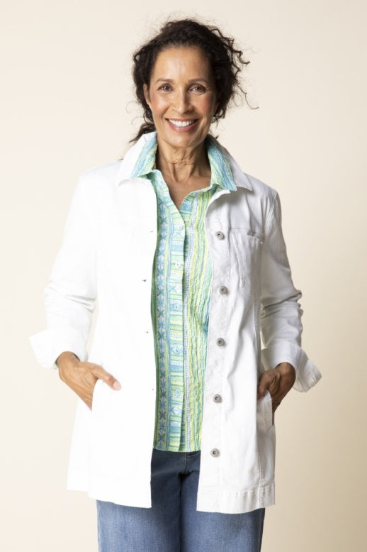 Habitat Stretch Denim Boyfriend Jacket - 11410 - WHITE