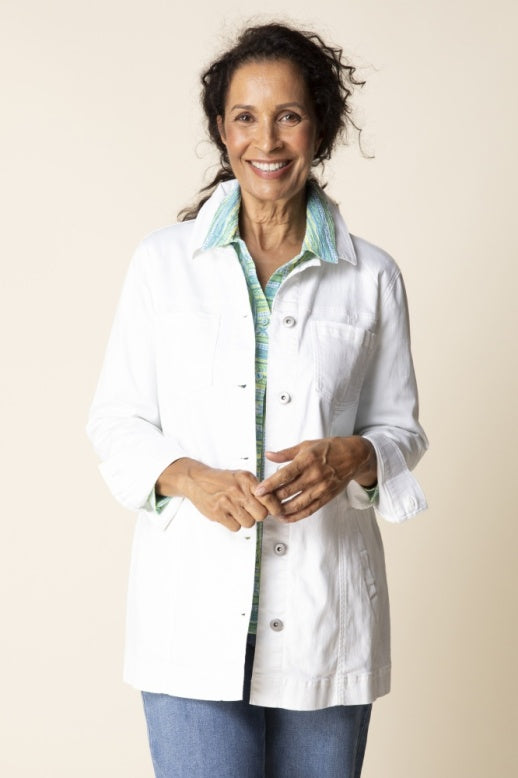Habitat Stretch Denim Boyfriend Jacket - 11410 - WHITE