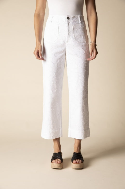 Habitat Etched Flower Crop Jean - 51276 - WHITE