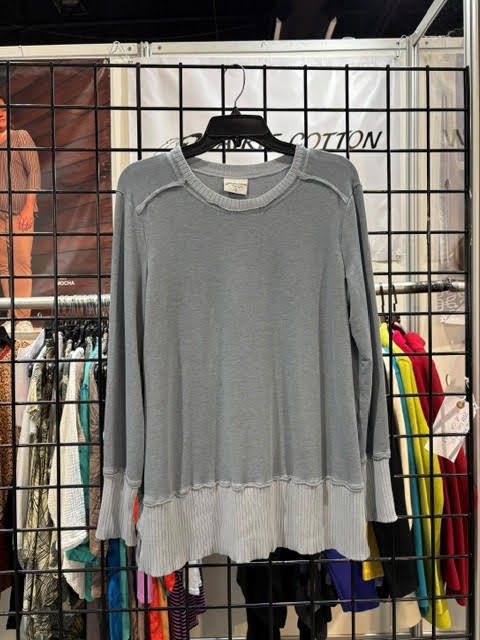 Prairie Cotton by CMC Relax Raw Edge Pullover Round Neck Top - HST622