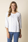 Habitat Chainstitch Embry Button Back Pullover - 14932 - WHITE