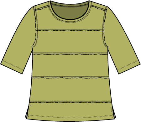 Habitat Cotton Pebble Horizontal Seamed Tee - 27526 - KIWI (NOT BLACK)