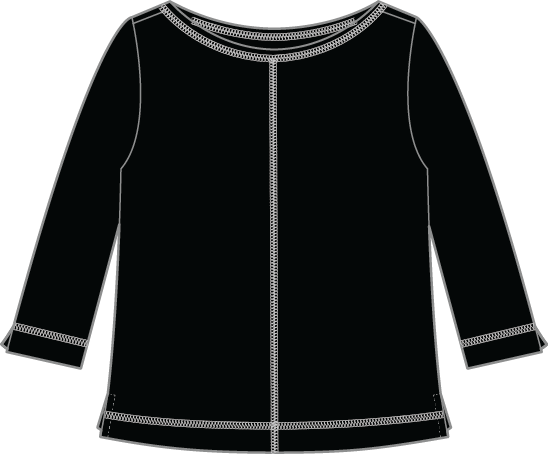Habitat Cotton Pebble Coverstitch Boatneck Tee - 27522 - BLACK (NOT GROTTO)