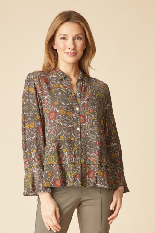 Habitat Rayon Crepe Garden Flounce Shirt - 39620 - OLIVE