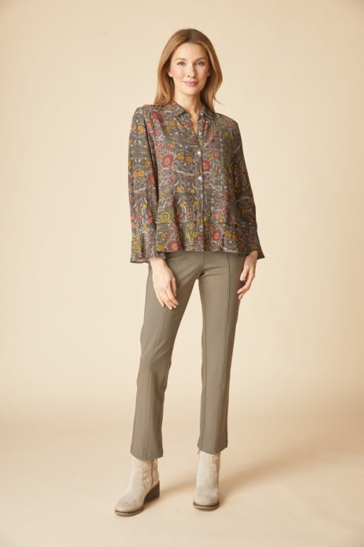 Habitat Rayon Crepe Garden Flounce Shirt - 39620 - OLIVE
