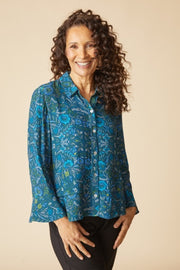 Habitat Rayon Crepe Garden Flounce Shirt - 39620 - LAGOON