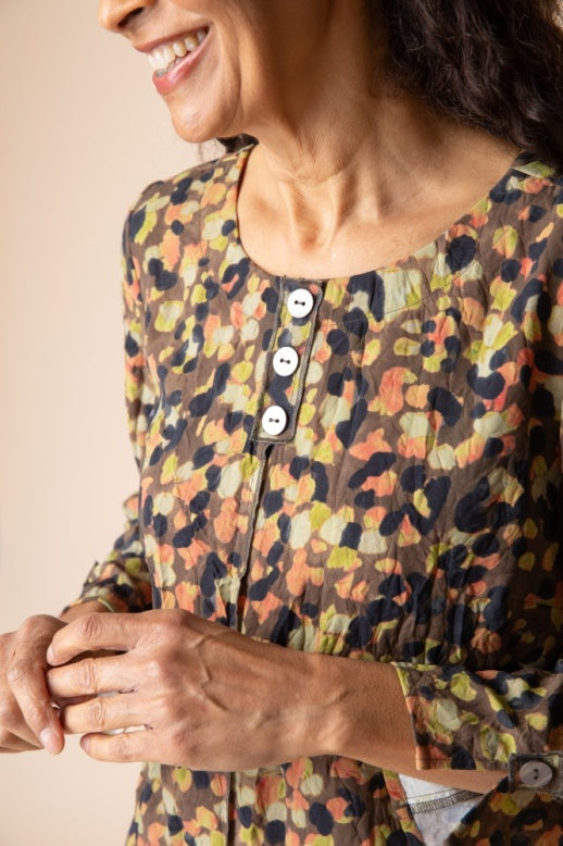 Habitat Destination Unknown Dot Pleat Back Button Pullover - 34332 - MUSHROOM