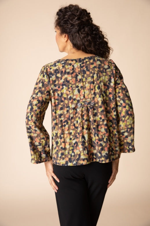 Habitat Destination Unknown Dot Pleat Back Button Pullover - 34332 - MUSHROOM