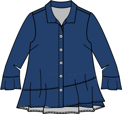 Habitat Rayon Jacquard Flounce Shirt - 30713 - NIGHTFALL (NOT WHITE)