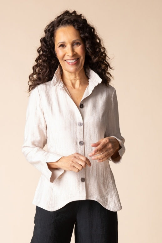 Habitat Rayon Jacquard Ruched Collar Shirt - 30719 - DOVE