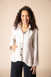 Habitat Rayon Jacquard Ruched Collar Shirt - 30719 - DOVE