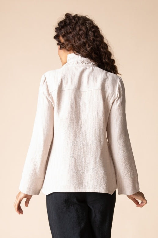 Habitat Rayon Jacquard Ruched Collar Shirt - 30719 - DOVE