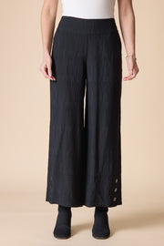 Habitat Rayon Jacquard Button Hem Pant - 30778 - BLACK