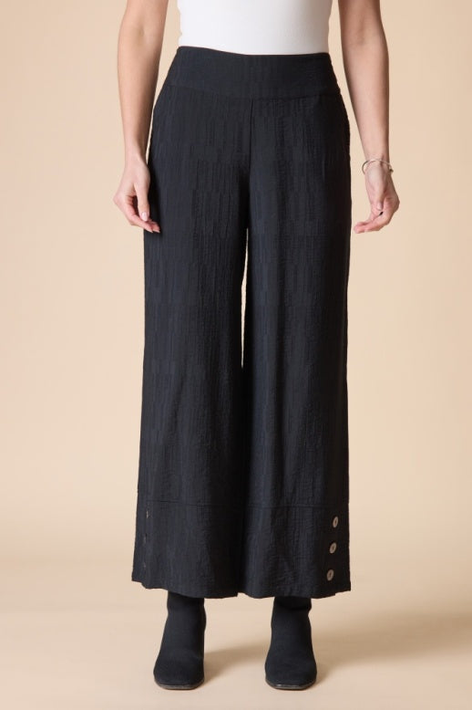 Habitat Rayon Jacquard Button Hem Pant - 30778 - BLACK