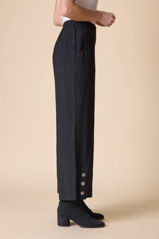 Habitat Rayon Jacquard Button Hem Pant - 30778 - BLACK