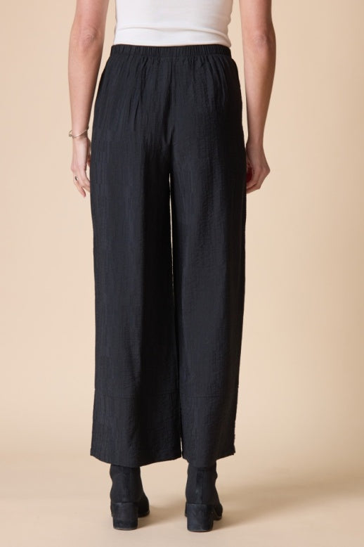 Habitat Rayon Jacquard Button Hem Pant - 30778 - BLACK