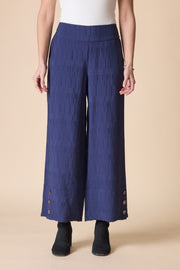 Habitat Rayon Jacquard Button Hem Pant - 30778 - NAVY