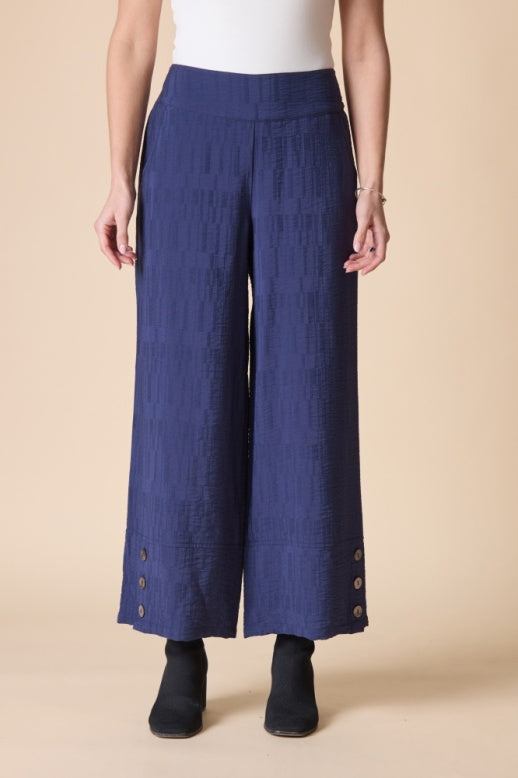 Habitat Rayon Jacquard Button Hem Pant - 30778 - NAVY
