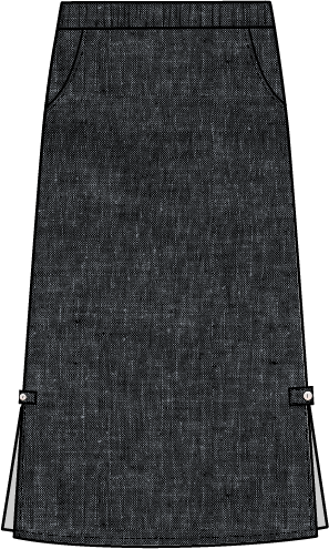 Habitat Linen Solid Button Tab Skirt - 41550 - BLACK (NOT WHITE)
