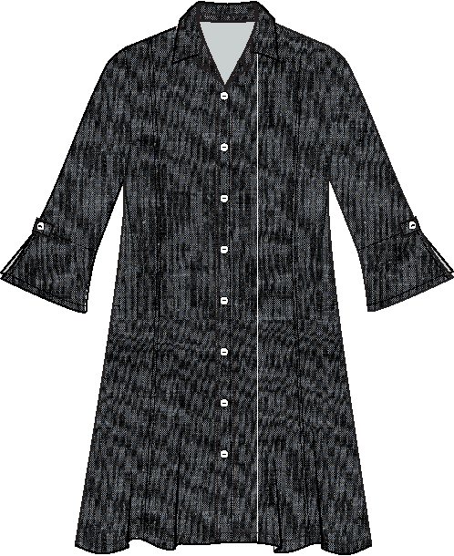 Habitat Linen Solid Button Tab Dress - 41584 - BLACK (NOT CASCADE)